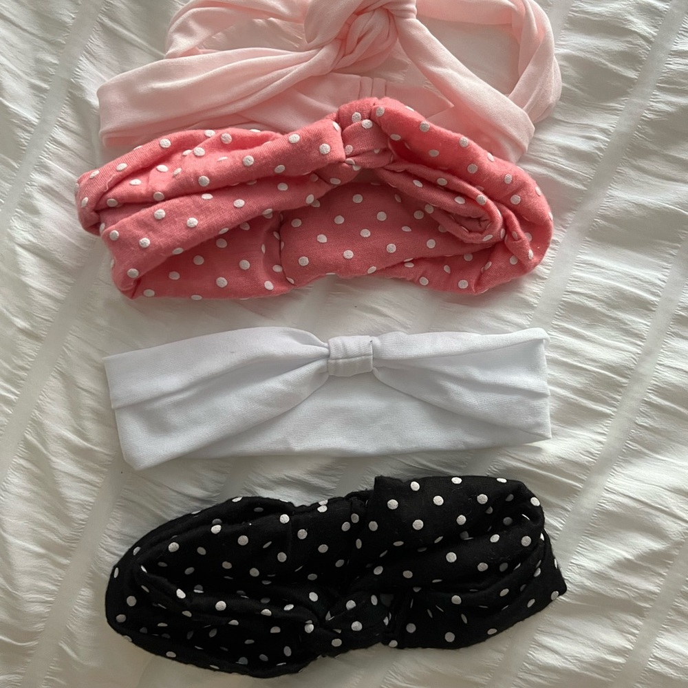 Set of 4 Polka Dot and Solid Headband Set